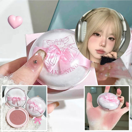 Wish Bow Cute Blusher Lasting Not Easy to Fly Powder Pink Blush Face Brighten Shading Rouge Rubor Korean Dupes Makeup Cosmetics