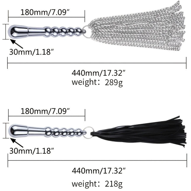 SM BDSM Metal Handle Chain Whip Flogger Flirting Fantasy Fetish Paddle Flirting Fantasy Sex Toy for SM or Anal Sex Masturbation