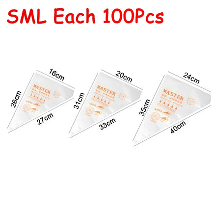 100Pcs/Set Professional Cake Decorating Disposable Piping Bags Kit Tools For Cupcakes Pastry Cream Baking Fondant Accessories