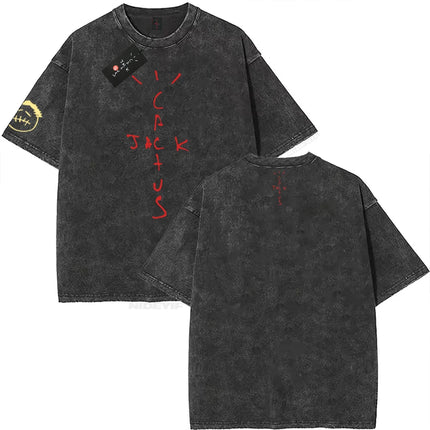 100% Cotton Oversized T Shirt For Men Women HipHop Washed T Shirts cactus jack Short Sleeve Gift Tops look mom i can fly K39