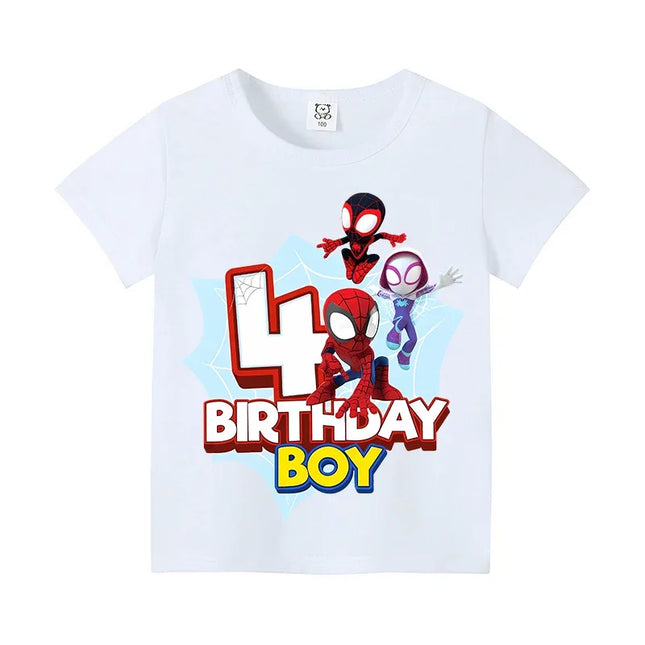 Marvel Spider-Man Digital Print Summer Boys Girls T-shirt Suitable Street Wear 100%Cotton Breathable Soft Short-sleeved Top