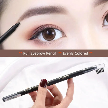 6PCS Haozhuang Eyebrow Pencil Brown Wholesale Cosmetic Pencil Product Natural Waterproof Long-Lasting Tattoo Brush Makeup Beauty