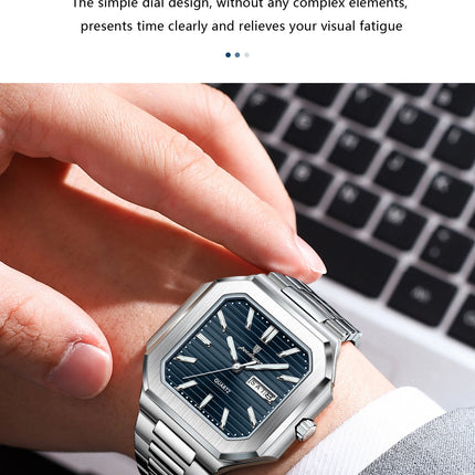 POEDAGAR Business Men's Watch Waterproof Luminous Date Week Classic Watches For Men Stainless Steel Men's Quartz Wristwatch Reloj