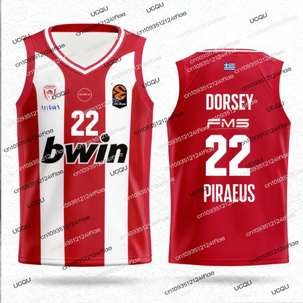 25/26 New Arrivals Olympiacos Athens Basketball Jersey Greek Adult Men's Basketball Quick-drying Vest Fan Special Jersey Set