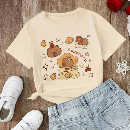 funny 90s Capybara Tshirt Kids Children T-Shirt capibara Cartoons Clothes Kid Girl Boy Capybaras T Shirt Baby Casual Top Clothes