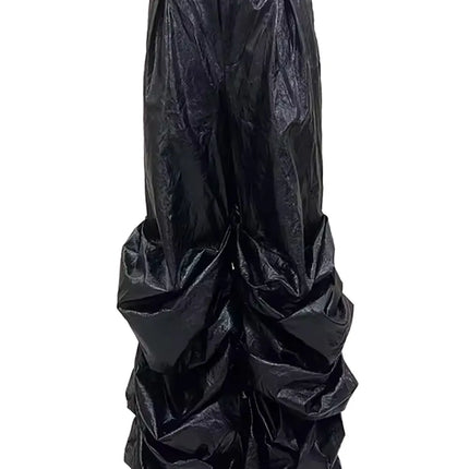 Nerazzurri Autumn Extra Long Soft Flowy Baggy Pu Leather Wide Leg Stacked  Pants for Men Luxury Designer Punk Style Streetwear