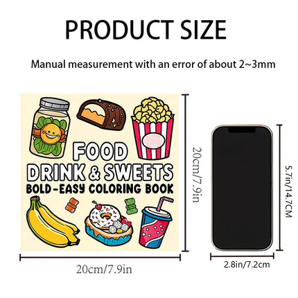 FOOD DRINK & SWEETS BOLD-EASY Coloring Book 24page Perfect Gift for Adults Picture Book  for Valentine's, Christmas, Halloween
