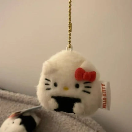 iigen Sanrio Hello Kitty Rice and Vegetable Sushi Pendant Keychain Cute Plush Cat Doll Bag Hanging Pendant Jewelry Accessories