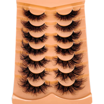 7pairs Natural Russian Strip Lashes Fluffy Mink Lashes 3D False Eyelashes Fluffy Volume Eyelashes Fake Eyelash Extension Make Up