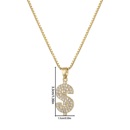 Trendy Stainless Steel Copper Thick Dollar Symbol Pendant Necklace for Women Versatile Fashionable Jewelry Accessory