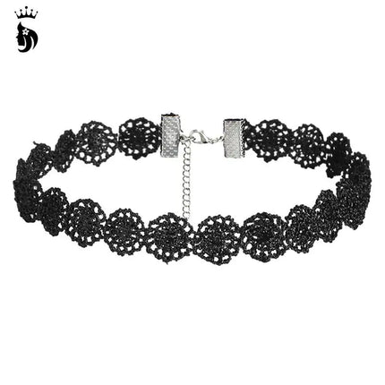 6Pcs/set Gothic Tattoo Black Lace Leather Velvet Collier 90S Punk Style Choker Necklaces