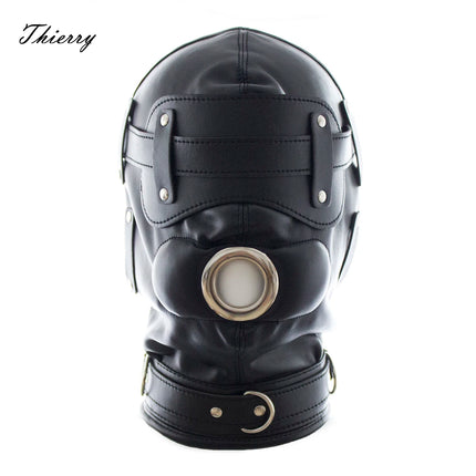 Thierry Bondage Slave Sensory Deprivation Hood with Penis Gag Blindfolds, Fetish Sex Toys for Adult Couples SM Game Roleplays