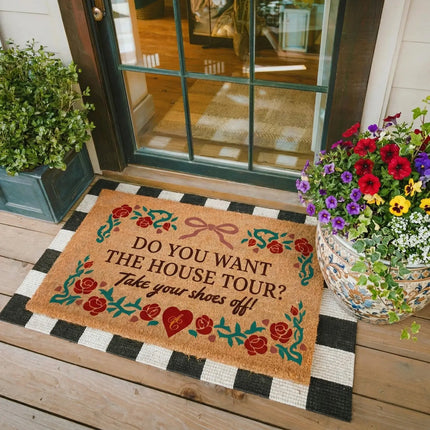 Coir Doormat Do You Want the House Tour Doormat Custom Your Yext Design Welcome Mat Farmhouse Entry Rug Humor Front Door Decor