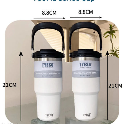Tyeso 600/750/900/1050/1200ML Stainless Steel Thermos Bottle Car Coffee Cup Sports Water Bottles Keeps Cold and Heat Thermal Mug