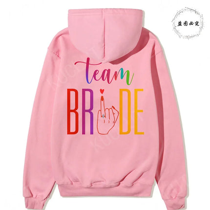 French Girls Hoodies: Future Bride & Team Bride Printed Pullover, Long Sleeve Sweatshirts for Bachelorette Party Single Farewell
