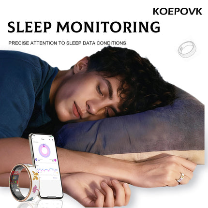Smart ring White Dragonfly Lotus Style Activity tracking, calorie counting, step counting, distance tracking (km), 24/7 sleep tracking, heart rate monitoring, body temperature monitoring, blood oxygen monitoring, stress track