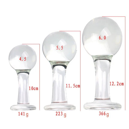 VaHpp Glass Anal Plug Round ball With handle Diameter 4.5/5.5/6cm Sex toy Anal masturbation Dilation Training Transparent Smooth