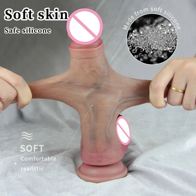 Realistic Squirting Penis Silicone Ejaculation Dildo Large Lifelike Dildo With Sucker Sliding Skin Dildos Anal Sex Toy For Women