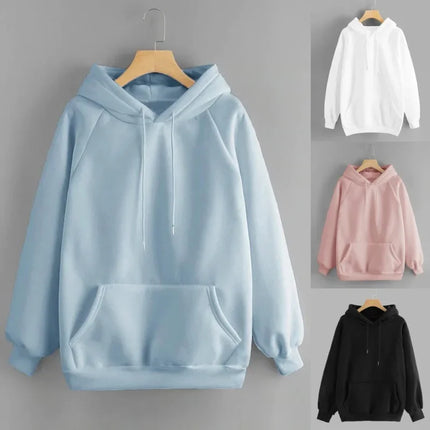 Thickened Fleece Hoodie Women's Long Sleeve Loose Fit Blank Version Autumn Winter New Style Korean Style Solid Color Sweatshirt