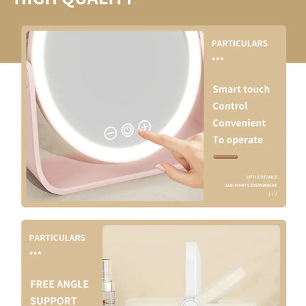 LED Makeup Mirror, Portable Flip Lighted Vanity Mirror with Touch Dimming, 3X Magnifier and Rechargeable Design for Desk