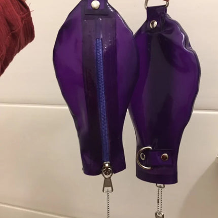 Latex Fetish Hand Bondage Boxing Gloves w/o Finger  Tight Clasp Iron Ring  Lockable  Zipper Available