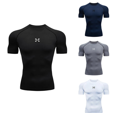 Compression T Shirt Men Summer Sportswear Running T-shirt Elastic Quick Dry Sport Tops Tee Athletic Gym Workout Shirts Men