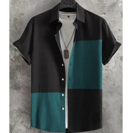 New Shirts for Men 3d Patchwork Plaid Printed Men’S Clothing Summer Casual Short Sleeved Daily Street Tops Loose Oversized Shirt