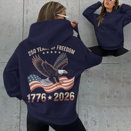 Since 1776 2026 250 Years Of Freedom Retro USA Long Sleeve Hoodies Loose Women Men Classics Nostalgia Hoody