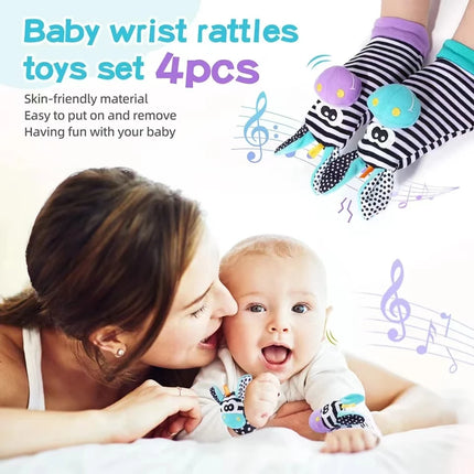 Baby Infant Wrist Rattle Socks Toys 0-12 Month Girl Boy Learning Toy Early Educational Development Cute Toddlers Sensory Gifts