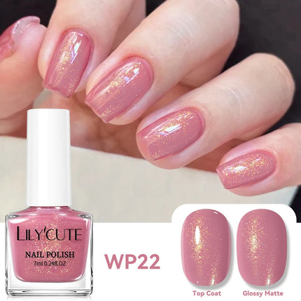 LILYCUTE 7ml Water-Based Nail Polish Pink Gittler Color Long Lasting Quick Drying No Need of Lamp to Cure Nail Supplies For Nail