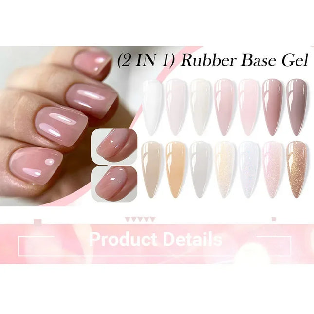 7ml Nude Pink Rubber Base Gel Nail Polish Foil Effect Semi Permanent Uv Gel Soak Off Self Leveling Gel Varnish Nail Art Base Gel