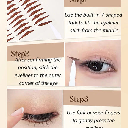 GECOMO Eyeliner Stamp Sticker Waterproof Brown Korean-style Natural Eye Makeup Novice Use Simple Symmetry Eyeliner Seal Stick