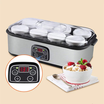 1400ml Yogurt Machine Healthy Breakfast Maker Probiotic Yogurt for Kids 8 Cups+Regular Appointment Stainless Steel