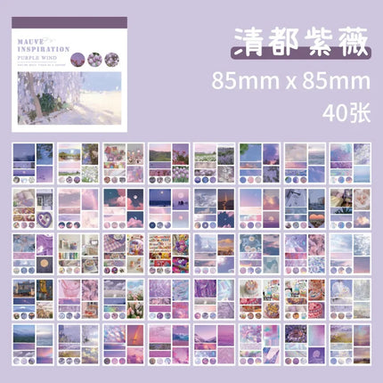 40sheets Retro Paper Sticker Book Diy Diary Planner Decoration Oil Painting Scenery Sticker Album Scrapbooking Kawaii Stationery