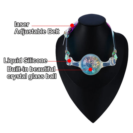 Silicone Mouth Gag Built-in Crystal Glass Ball Erotic Sex Toys Gag Ball Couple Adult Game Open Mouth Gag Ball Bdsm Bondage