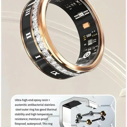 Diamond Smart Ring for Men Women Heart Rate Blood Oxygen Sleep monitoring IP68 Waterproof Sport Modes Ring For Android IOS