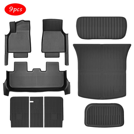 Floor Mat with Door Sill Strip For 2025 2026 Tesla Model Y Juniper All Weather TPE Trunk Cargo Liner Boot Mat Backrest Pad