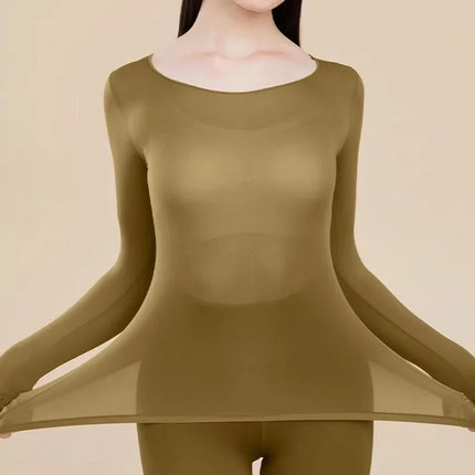 Women Seamless Warm Thermal Underwear Set Women First Layer Thermal Top Long Johns 2Pcs Suit Winter Thermo Clothing Ladies Thin