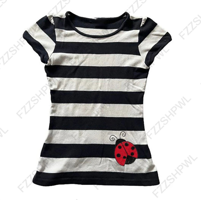 Y2k Crop top Cute Chic Aesthetics Graphic Print Short Sleeve T-shirt Classic Minimalist Casual Unique Fashion Baby Tee