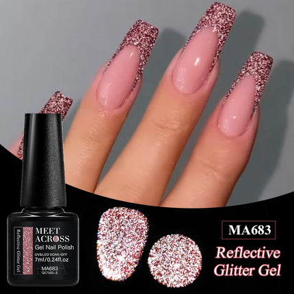 7Ml Reflective GlitterGel Nail Polish Bright Sparkling Silver Color Semi-permanent Soak Off Nail Art UV Varnish Nail Supplies
