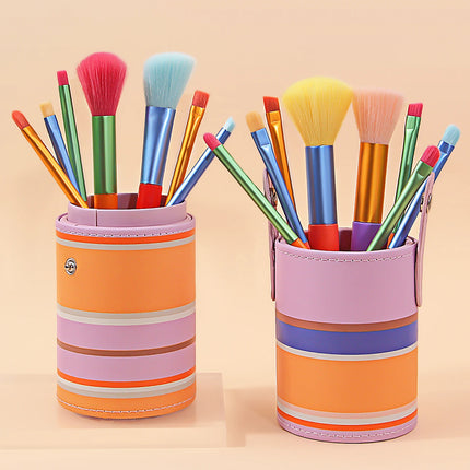 15 PCs Gift Box Packing Rainbow Color High Quality Makeup Brush Set - Perfect for Eyeshadow, Foundation, and Cosmetic Tools