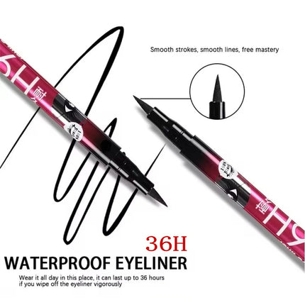 Black Liquid Eyeliner Waterproof Eyeliner Pencil 36H Long-Lasting Liquid Eye Liner Pen Quick-Dry No Blooming Cosmetics Tool