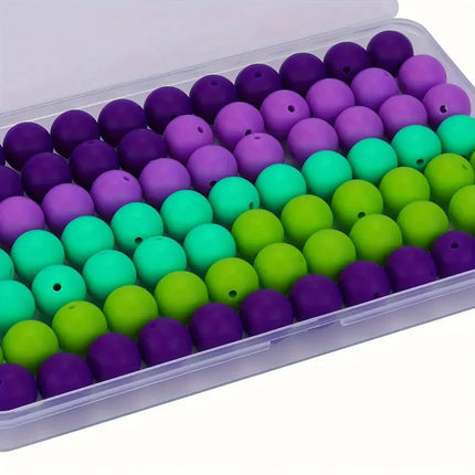 40/80PCS 15mm silicone bead combination set, perfect for DIY handmade crafts such as keychains, necklaces, bracelets, etc.