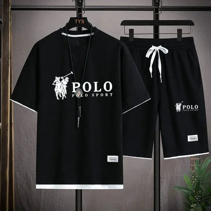 2026 Summer Men's 2-Piece Set, Breathable Short Sleeve T-shirt & Sports Shorts, Fashionable Fitness & Jogging Outfit