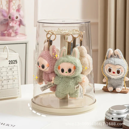 Labubu Plush Toy Display Box Transparent Rotating Doll Figurine Blind Box Display Stand Wholesale Dustproof Storage Box