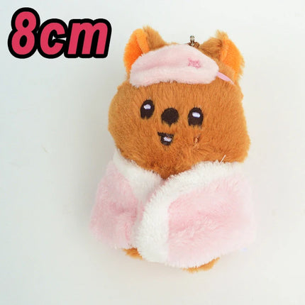 *-SKZOO Stray Kids Keychain Plush Toy Pajamas Eye Mask Keychain Decorative Animal Pink Series Mini Companion Doll DIY Products