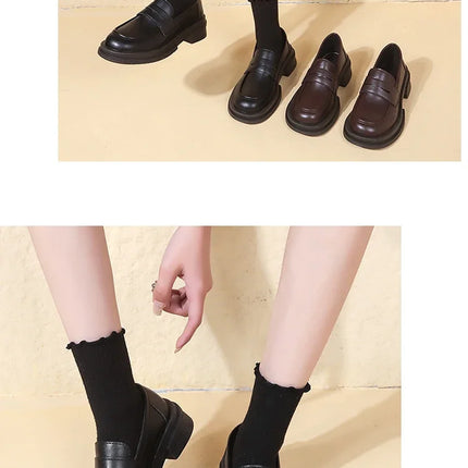 New Japanese Style College Student Cosplay Lolita Shoes for Women/Girls Fashion Black/Coffee Uniform Platform Shoes 2025