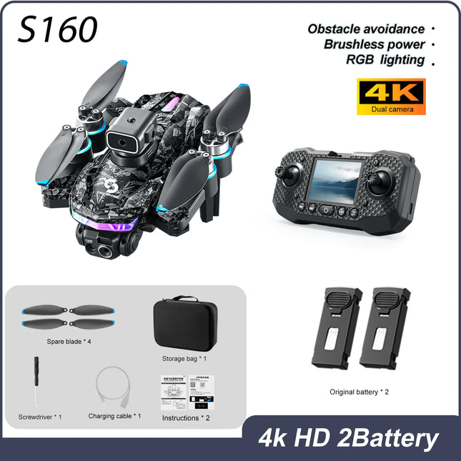 LED Stunt Drone For Night Party All Round Obstacle Avoidance Mini Drone Brushless Motor GPS Foldable One Key Take Off Landing Drone