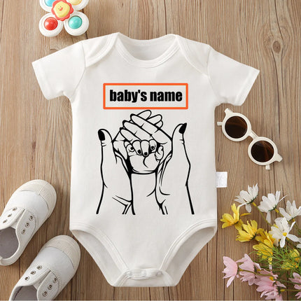 Custom Text (Baby's Name) Cute Print Cotton Onesie 0-12 Months Triangle Romper Design DIY Personalized Newborn Clothes Jumpsuit