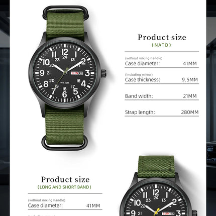 2024 TPW Field Watch Easy Reading Fabric Strap 24-Hour Display Quartz Movement